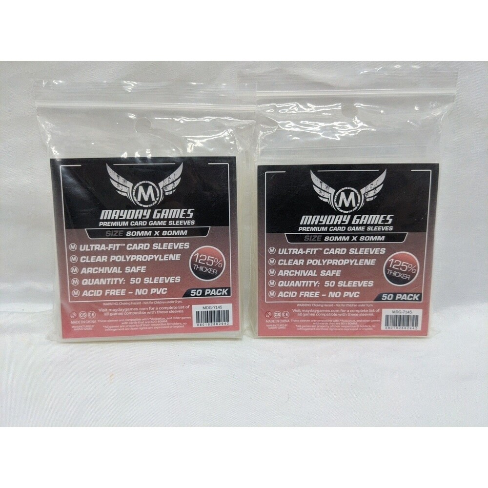 Lot Of (2) (50) Pack Mayday Games Premium Card Sleeves 80mm X 80mm MDG-7145